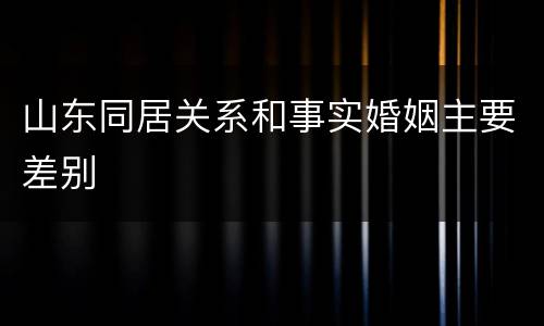 山东同居关系和事实婚姻主要差别