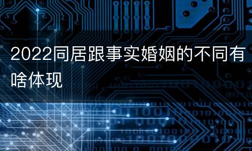 2022同居跟事实婚姻的不同有啥体现