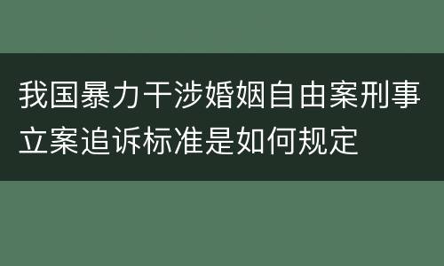 我国暴力干涉婚姻自由案刑事立案追诉标准是如何规定
