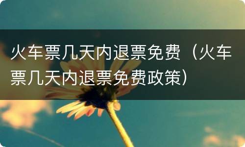 火车票几天内退票免费（火车票几天内退票免费政策）