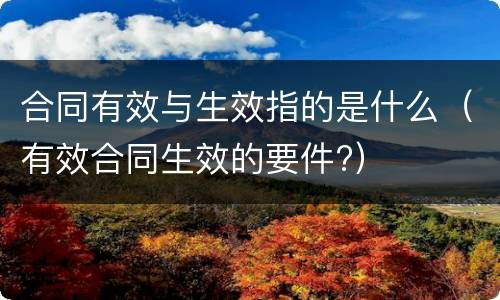合同有效与生效指的是什么（有效合同生效的要件?）