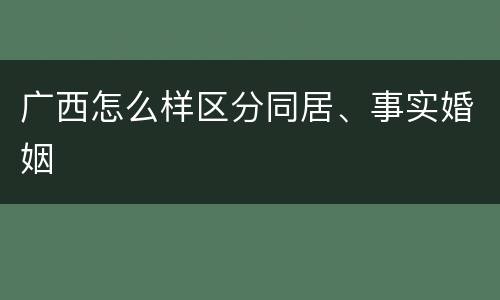 广西怎么样区分同居、事实婚姻