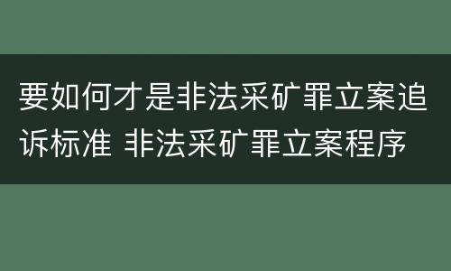 要如何才是非法采矿罪立案追诉标准 非法采矿罪立案程序