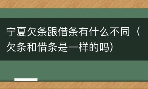 宁夏欠条跟借条有什么不同（欠条和借条是一样的吗）