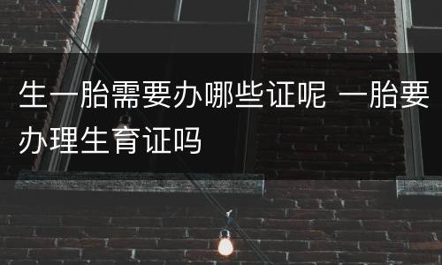 生一胎需要办哪些证呢 一胎要办理生育证吗