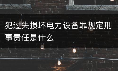 犯过失损坏电力设备罪规定刑事责任是什么