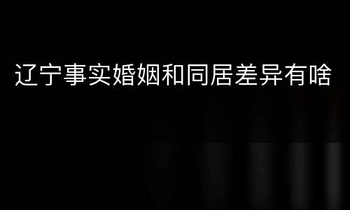 辽宁事实婚姻和同居差异有啥