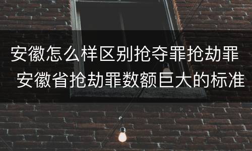 安徽怎么样区别抢夺罪抢劫罪 安徽省抢劫罪数额巨大的标准