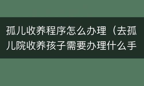 孤儿收养程序怎么办理（去孤儿院收养孩子需要办理什么手续）