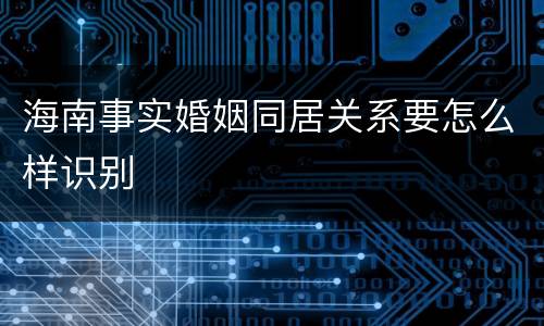 海南事实婚姻同居关系要怎么样识别