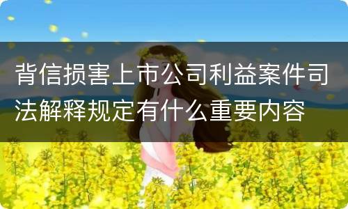 背信损害上市公司利益案件司法解释规定有什么重要内容