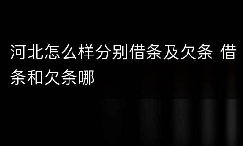 河北怎么样分别借条及欠条 借条和欠条哪