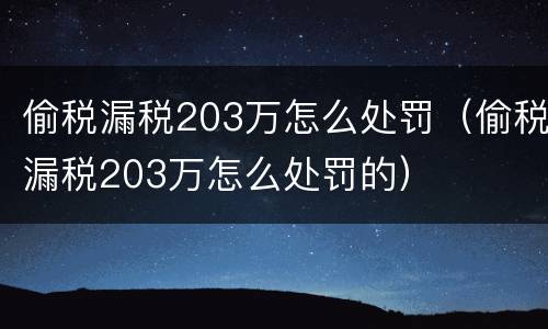 偷税漏税203万怎么处罚（偷税漏税203万怎么处罚的）