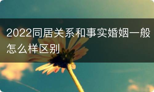 2022同居关系和事实婚姻一般怎么样区别