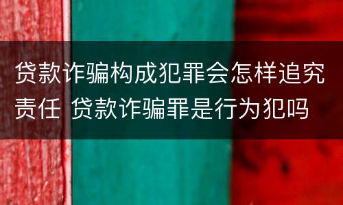 贷款诈骗构成犯罪会怎样追究责任 贷款诈骗罪是行为犯吗