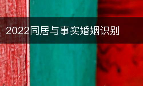 2022同居与事实婚姻识别