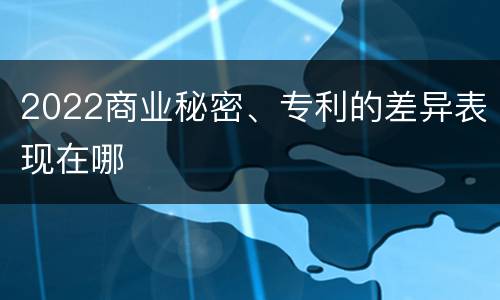 2022商业秘密、专利的差异表现在哪