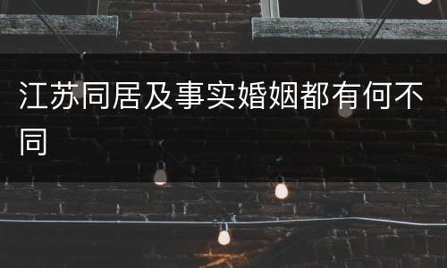 江苏同居及事实婚姻都有何不同