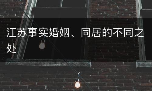 江苏事实婚姻、同居的不同之处