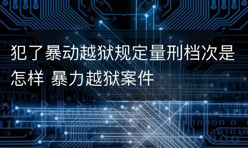 犯了暴动越狱规定量刑档次是怎样 暴力越狱案件
