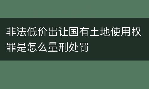 非法低价出让国有土地使用权罪是怎么量刑处罚