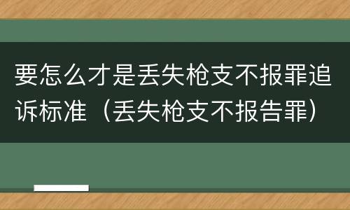 要怎么才是丢失枪支不报罪追诉标准（丢失枪支不报告罪）