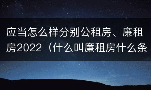 应当怎么样分别公租房、廉租房2022（什么叫廉租房什么条件什么叫公租房）