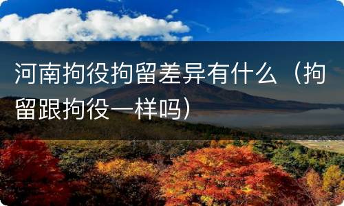 河南拘役拘留差异有什么（拘留跟拘役一样吗）