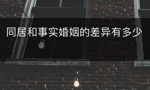 同居和事实婚姻的差异有多少