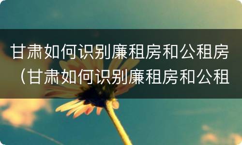甘肃如何识别廉租房和公租房（甘肃如何识别廉租房和公租房的区别）