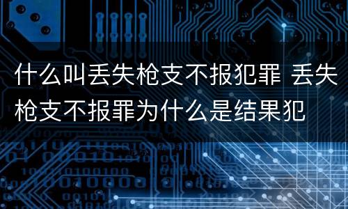 什么叫丢失枪支不报犯罪 丢失枪支不报罪为什么是结果犯