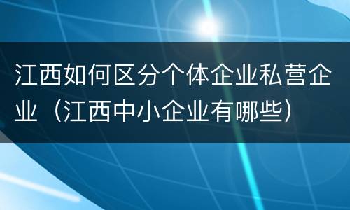 江西如何区分个体企业私营企业（江西中小企业有哪些）