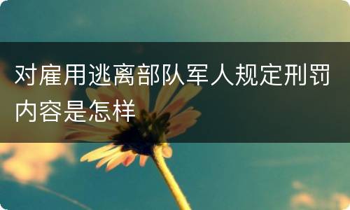 对雇用逃离部队军人规定刑罚内容是怎样