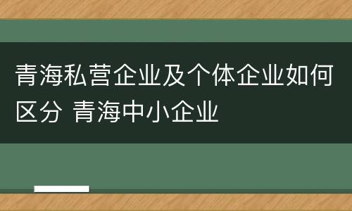 青海私营企业及个体企业如何区分 青海中小企业
