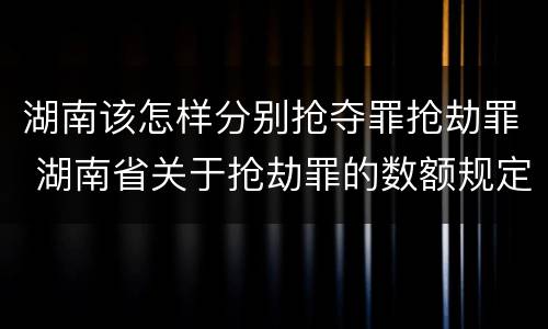 湖南该怎样分别抢夺罪抢劫罪 湖南省关于抢劫罪的数额规定