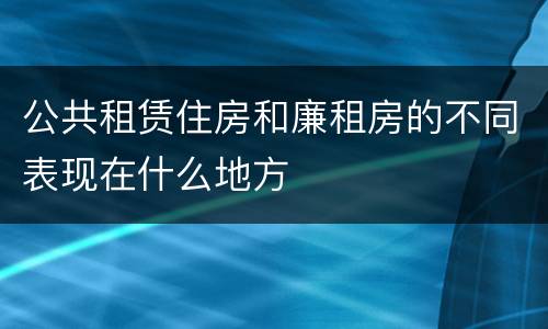 公共租赁住房和廉租房的不同表现在什么地方