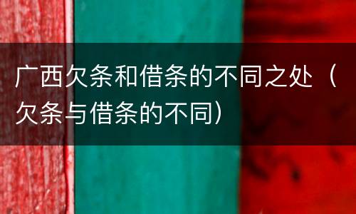 广西欠条和借条的不同之处（欠条与借条的不同）