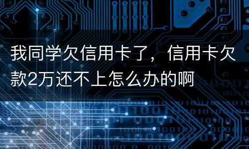 我同学欠信用卡了，信用卡欠款2万还不上怎么办的啊