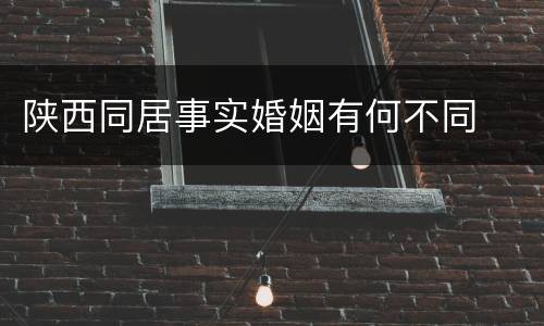 陕西同居事实婚姻有何不同
