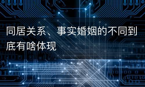 同居关系、事实婚姻的不同到底有啥体现