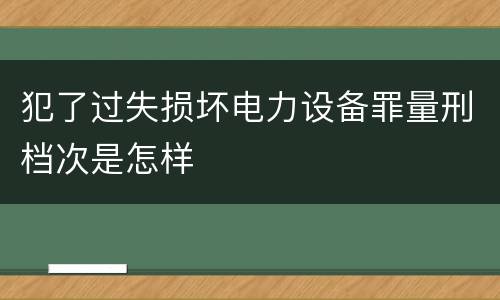 犯了过失损坏电力设备罪量刑档次是怎样