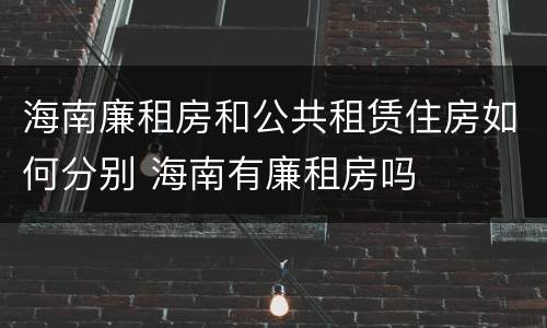 海南廉租房和公共租赁住房如何分别 海南有廉租房吗