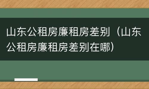 山东公租房廉租房差别（山东公租房廉租房差别在哪）