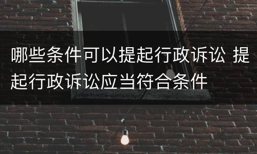 哪些条件可以提起行政诉讼 提起行政诉讼应当符合条件