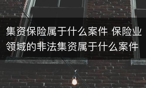 集资保险属于什么案件 保险业领域的非法集资属于什么案件