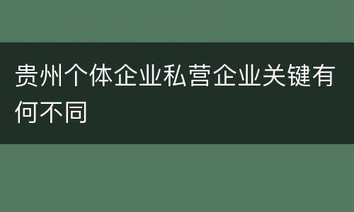 贵州个体企业私营企业关键有何不同