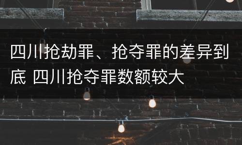 四川抢劫罪、抢夺罪的差异到底 四川抢夺罪数额较大