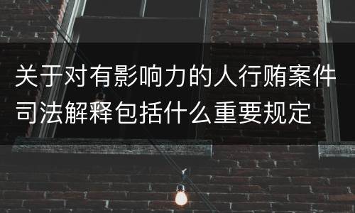 关于对有影响力的人行贿案件司法解释包括什么重要规定