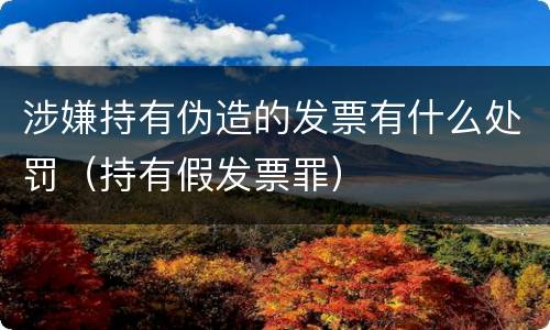 涉嫌持有伪造的发票有什么处罚（持有假发票罪）