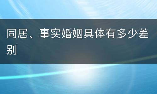 同居、事实婚姻具体有多少差别